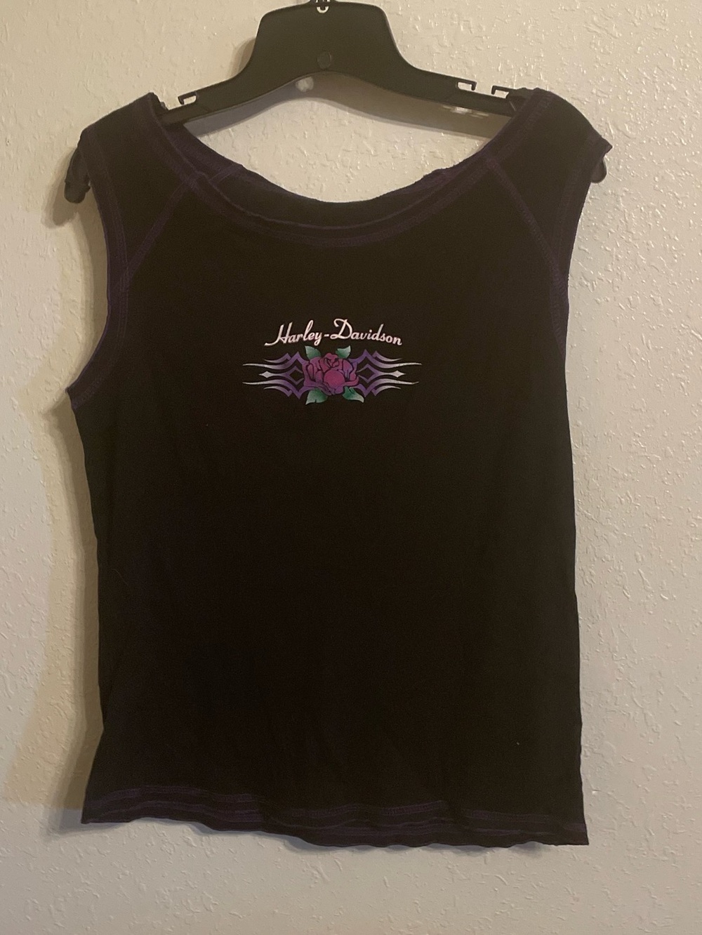 Harley-Davidson Black Tank with Purple Floral Logo